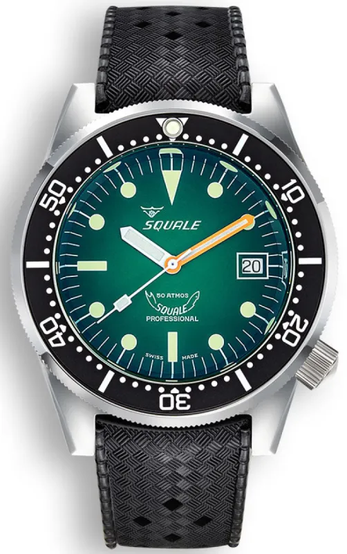 Squale 1521 Green Ray Rubber Watch sold by Jura Watches