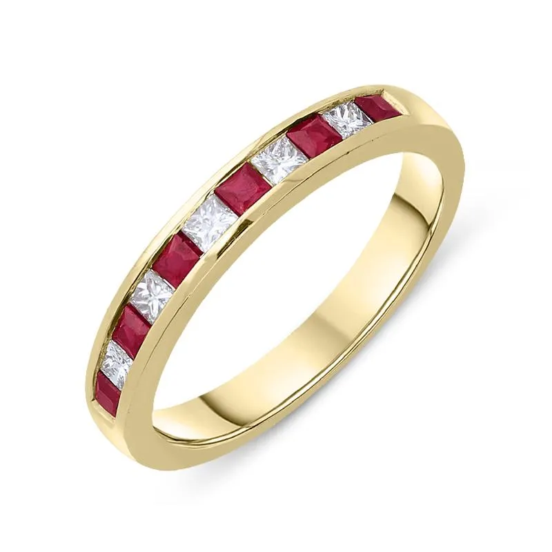 18ct Yellow Gold 0.40ct Ruby Diamond Half Eternity Ring sold by Jura Watches