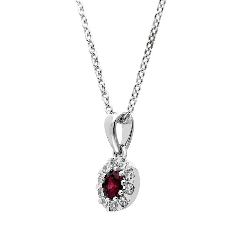 18ct White Gold Ruby Diamond Cluster Pendant sold by Jura Watches product image thumbnail 2