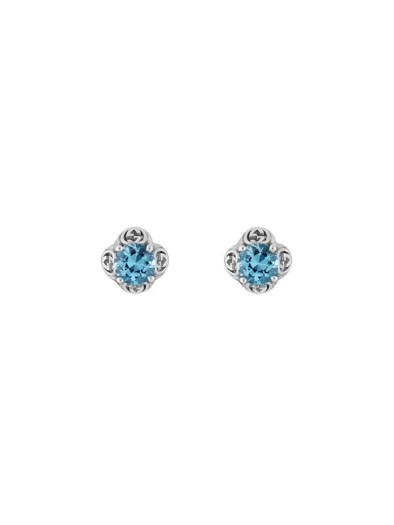Gucci Interlocking G 18ct White Gold Topaz Stud Earrings D sold by Jura Watches