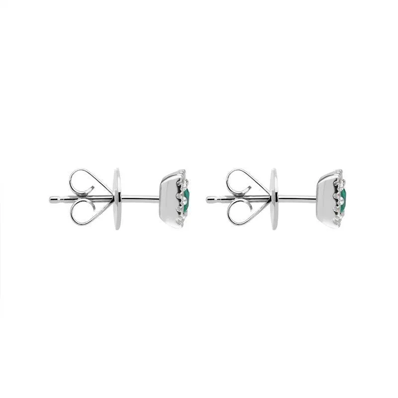 18ct White Gold Emerald Diamond Princess Cut Cluster Stud Earrings D sold by Jura Watches product image thumbnail 2