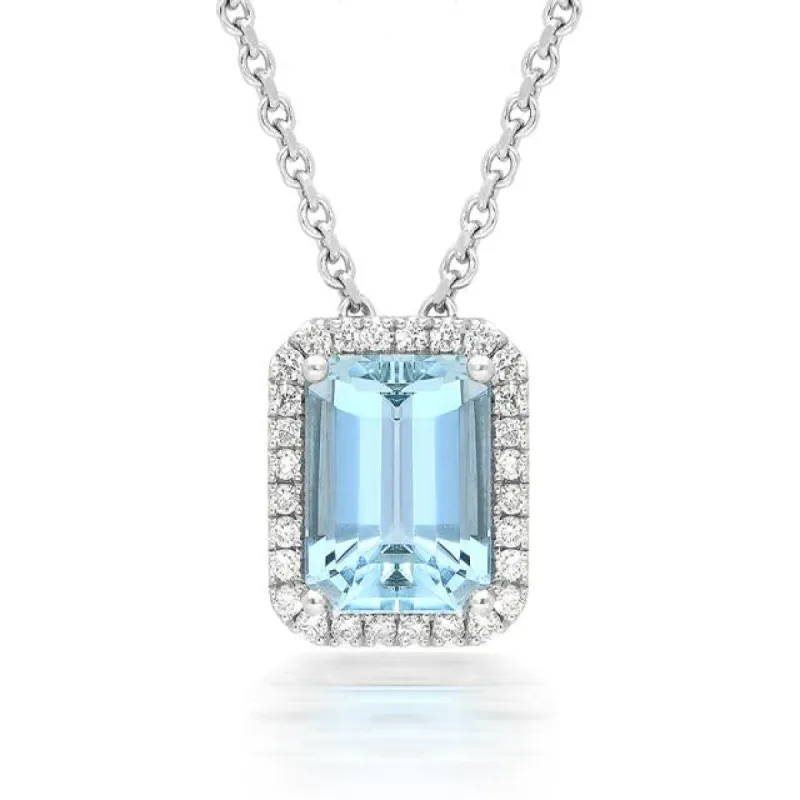 18ct White Gold 2.06ct Aquamarine Diamond Necklace sold by Jura Watches