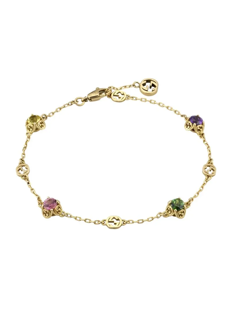 Gucci Interlocking G 18ct Yellow Gold Multicoloured Gemstone Bracelet D sold by Jura Watches