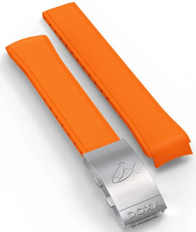Doxa Strap SUB 1500T Rubber Orange With Folding Clasp sold by Jura Watches