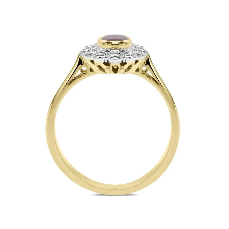 18ct Yellow Gold Ruby Diamond Floral Cluster Ring D sold by Jura Watches product image thumbnail 2