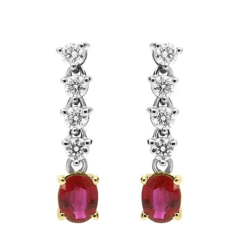 18ct White Gold 0.76ct Ruby 0.31ct Diamond Drop Earrings sold by Jura Watches