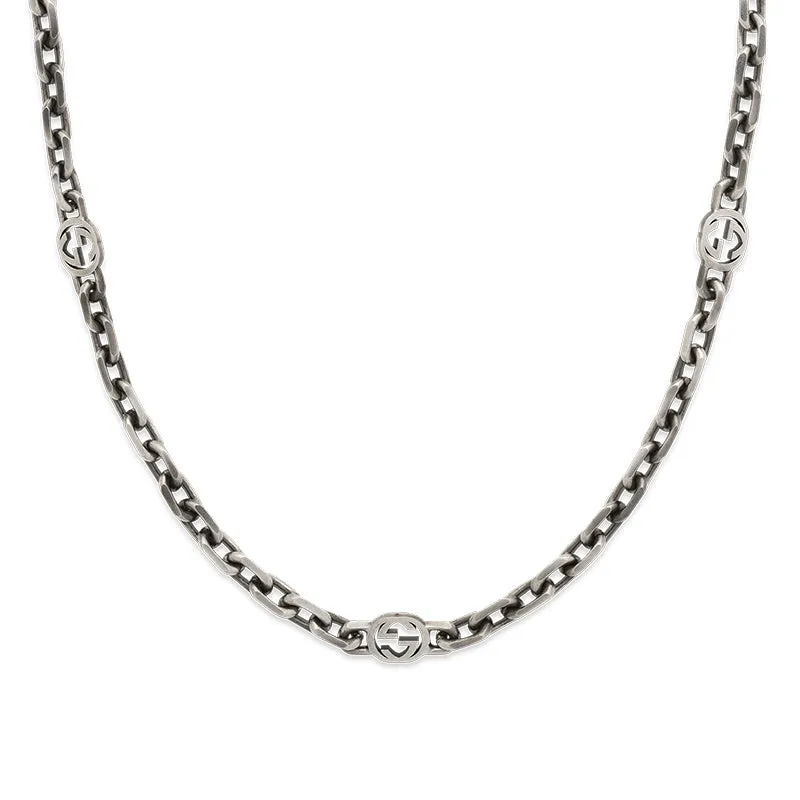 Gucci Interlocking Motif Aged Sterling Silver Necklace sold by Jura Watches product image thumbnail 2