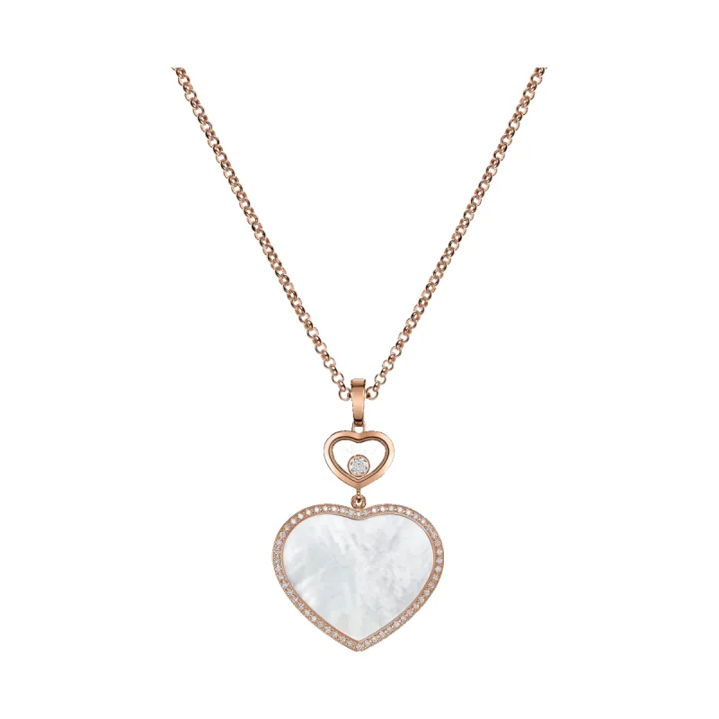 Chopard Happy Hearts 18ct Rose Gold Mother Of Pearl 0.32ct Diamond Necklace sold by Jura Watches