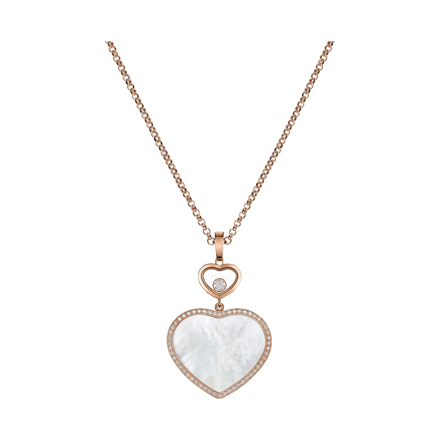 Chopard Happy Hearts 18ct Rose Gold Mother Of Pearl 0.32ct Diamond Necklace sold by Jura Watches