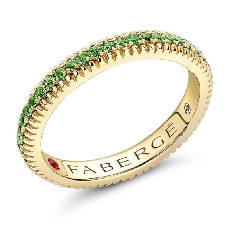 Faberge 18ct Yellow Gold Tsavorite Fluted Band Ring sold by Jura Watches