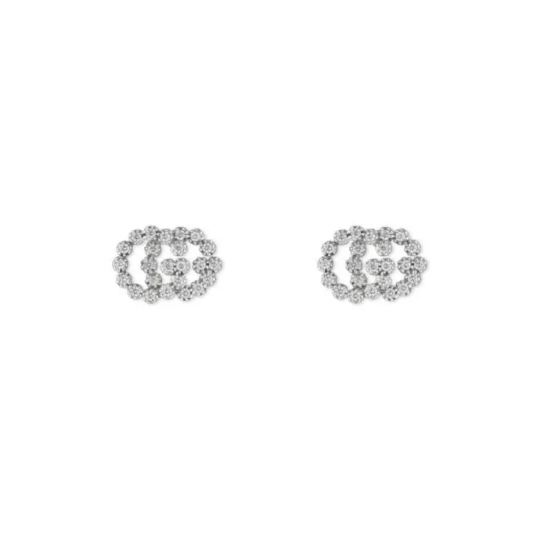 Gucci GG Running 18ct White Gold Diamond Stud Earrings D sold by Jura Watches
