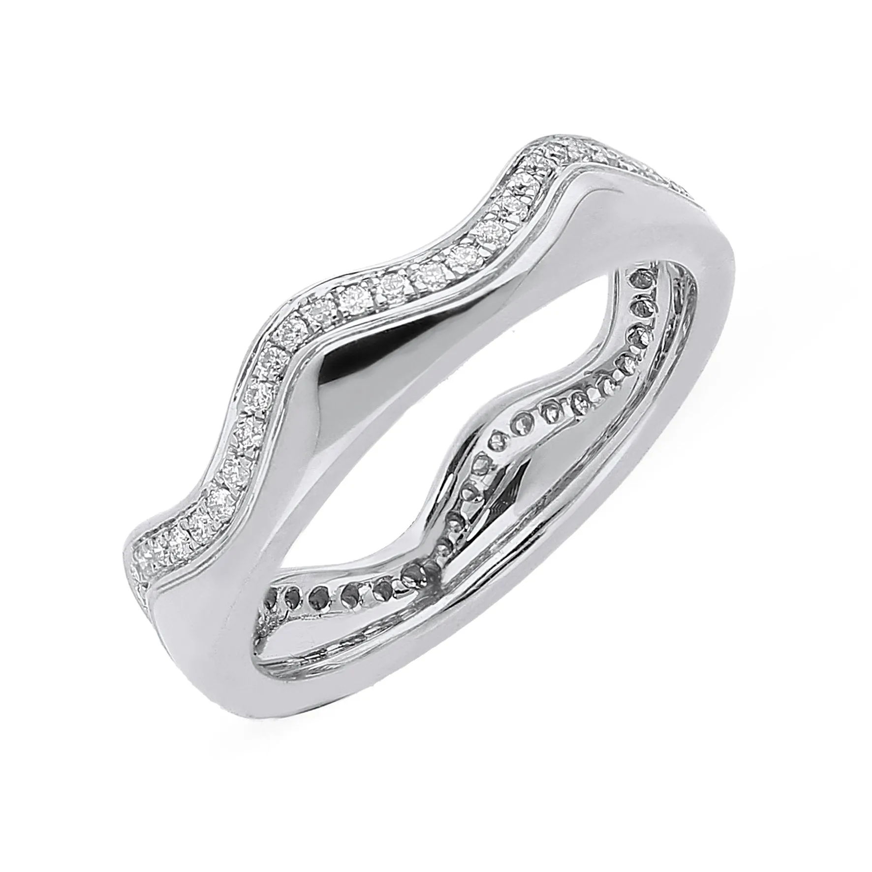 18ct White Gold 0.24ct Diamond Wave Stacking Ring sold by Jura Watches