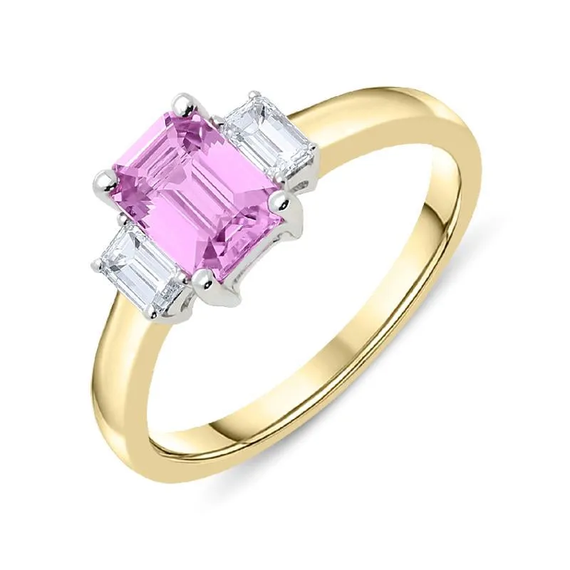 18ct Yellow Gold 1.00ct Pink Sapphire and Diamond Trilogy Ring D sold by Jura Watches