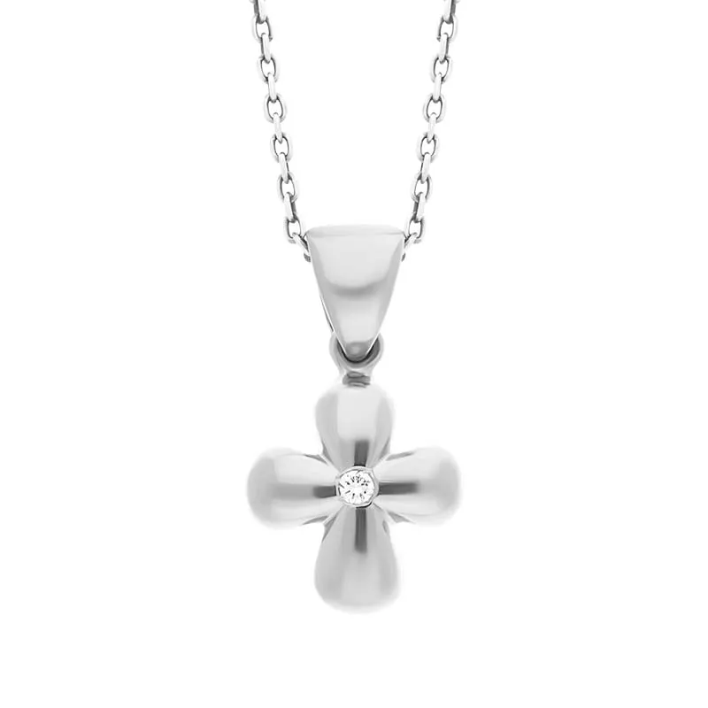 18ct White Gold Diamond Cross Pendant D sold by Jura Watches