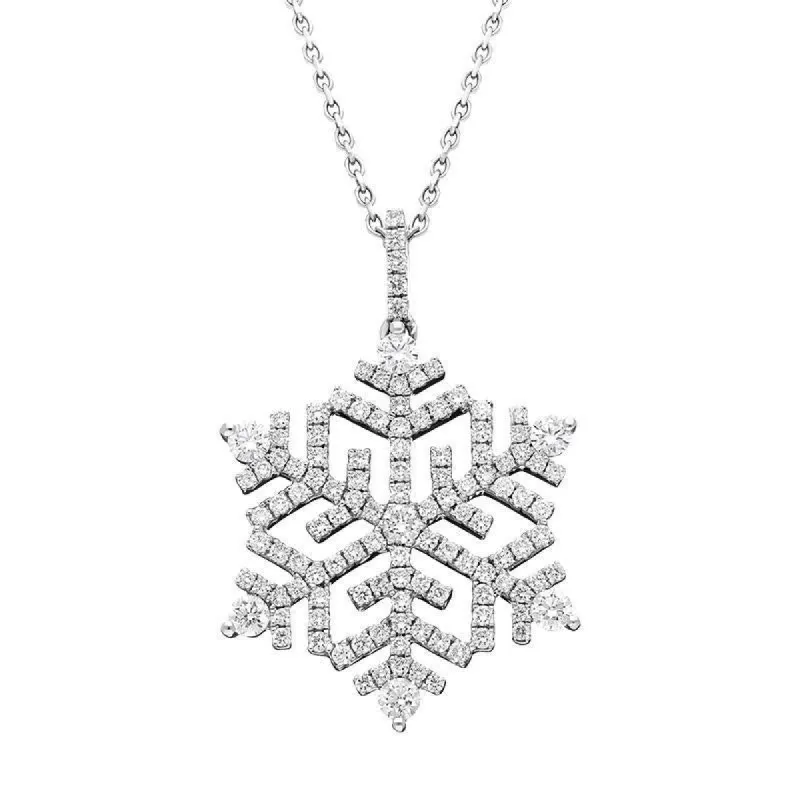 18ct White Gold Snowflake 1.13ct Diamond Necklace D sold by Jura Watches
