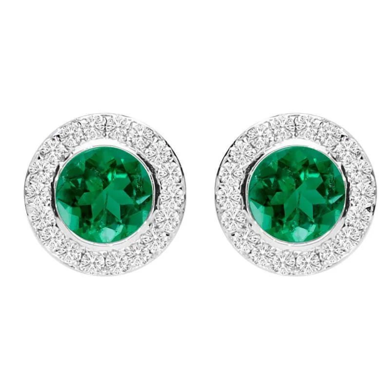 18ct White Gold 0.38ct Emerald Diamond Round Stud Earrings sold by Jura Watches