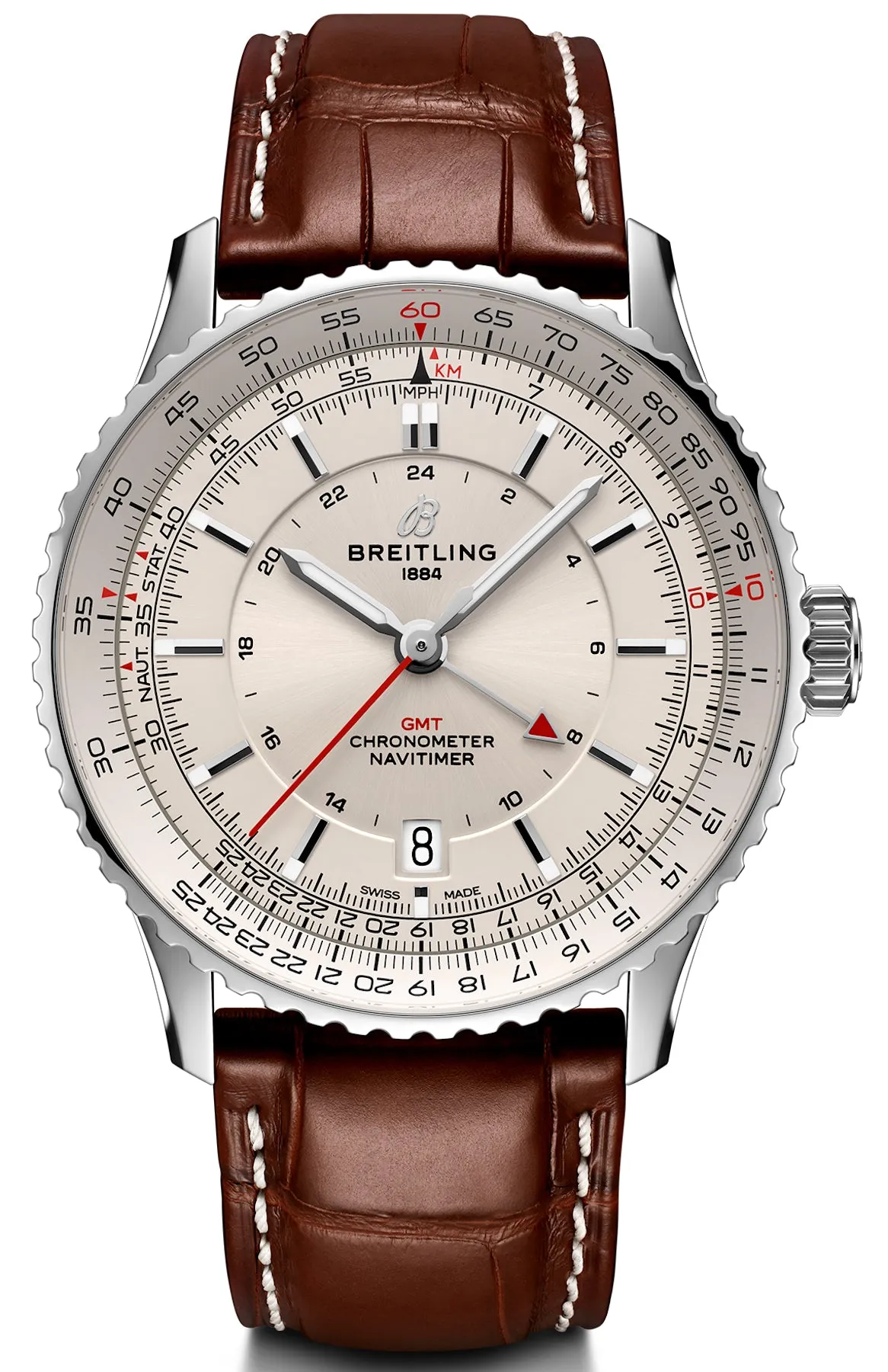 Breitling Navitimer Automatic GMT 41 Cream Leather Watch sold by Jura Watches