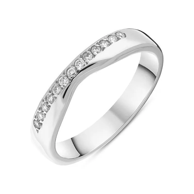 18ct White Gold 0.10ct Diamond Dipped Centre Wedding Half Eternity Ring D sold by Jura Watches