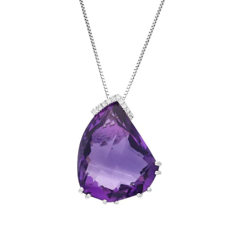 18ct White Gold 47.72ct Amethyst Diamond Necklace sold by Jura Watches