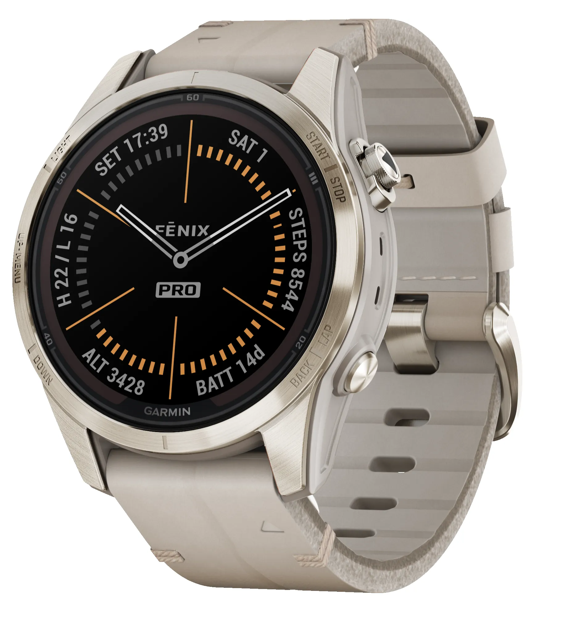 Garmin Fenix 7S Pro Sapphire Solar Soft Gold Leather D sold by Jura Watches