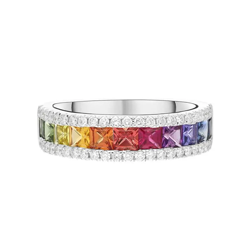 18ct White Gold Rainbow 1.94ct Sapphire 0.40ct Diamond Half Eternity Ring sold by Jura Watches product image thumbnail 2