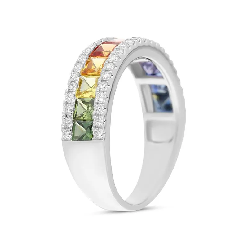 18ct White Gold Rainbow 1.94ct Sapphire 0.40ct Diamond Half Eternity Ring sold by Jura Watches product image thumbnail 3