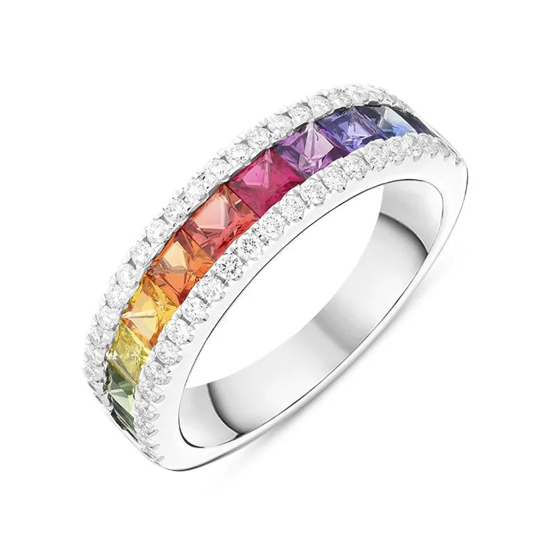 18ct White Gold Rainbow 1.94ct Sapphire 0.40ct Diamond Half Eternity Ring sold by Jura Watches