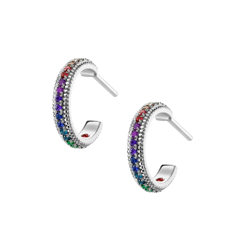 Faberge Colours of Love 18ct White Gold Multicolour Gemstone Hoop Earrings sold by Jura Watches