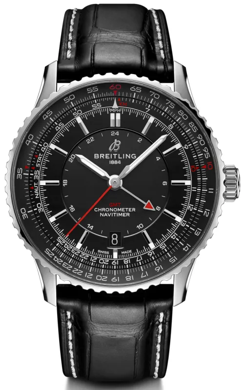 Breitling Navitimer Automatic GMT 41 Black Leather Watch sold by Jura Watches