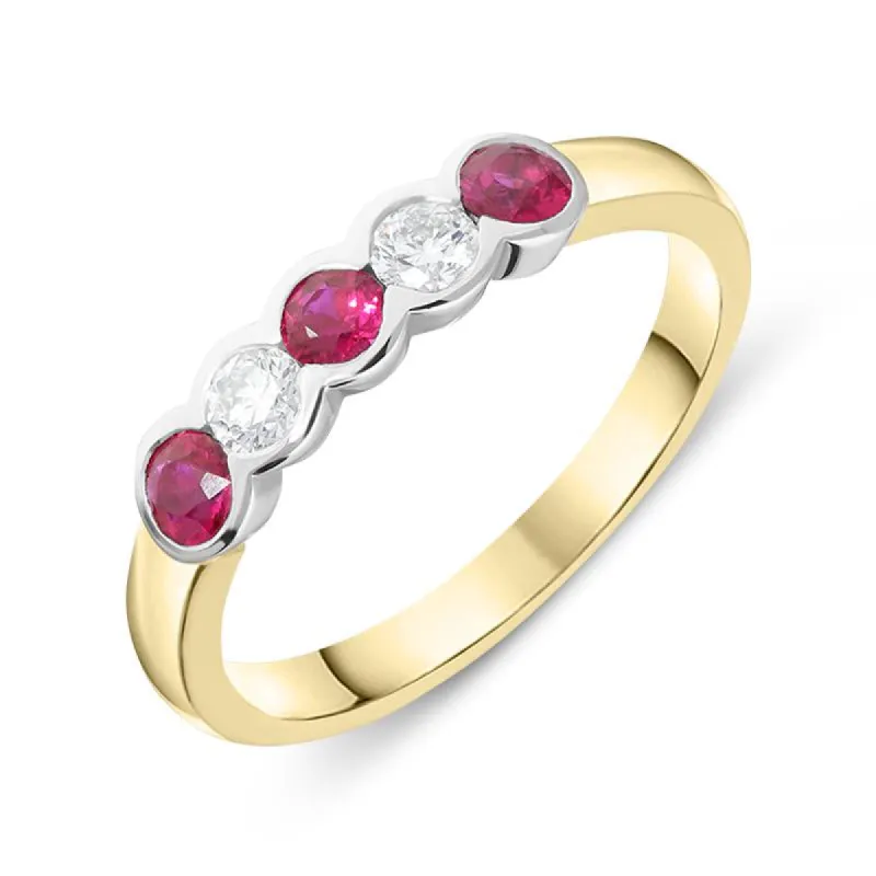 18ct Yellow Gold 0.40ct Ruby Diamond Half Eternity Ring sold by Jura Watches