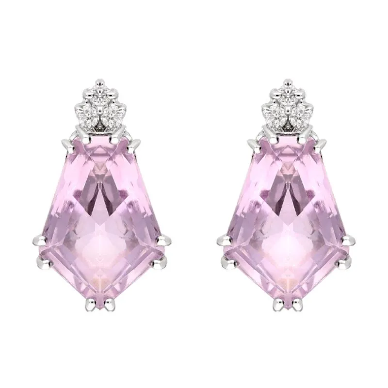 18ct White Gold 6.07ct Amethyst 0.09ct Diamond Stud Earrings D sold by Jura Watches