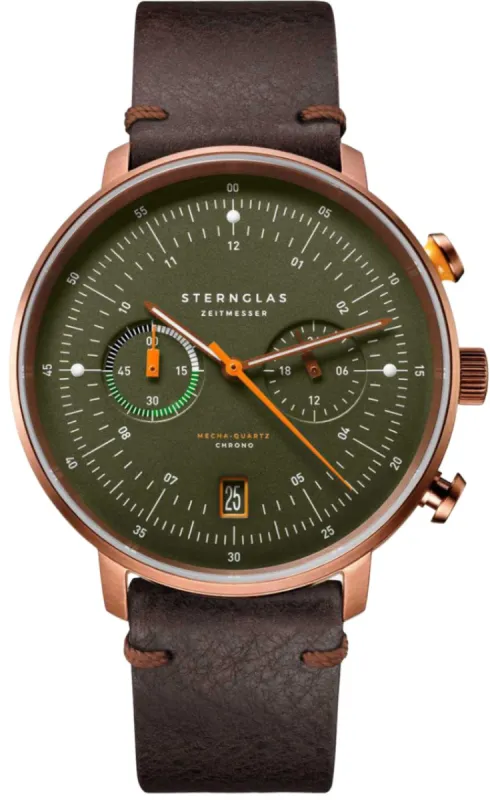 Sternglas Hamburg Chrono Green Bronze Watch sold by Jura Watches