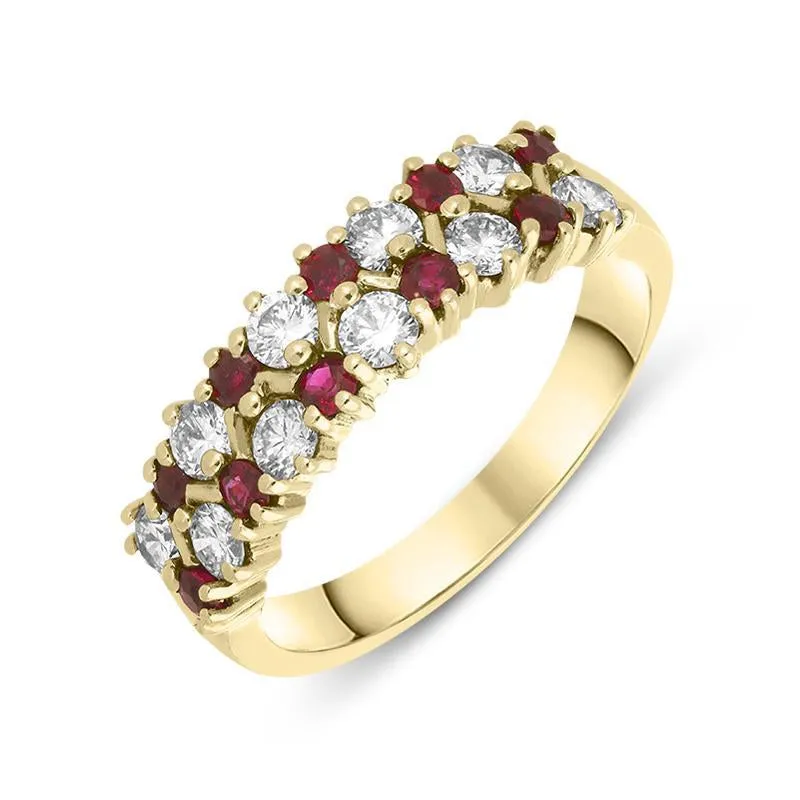 18ct Yellow Gold Two Row Ruby and Diamond Ring D sold by Jura Watches