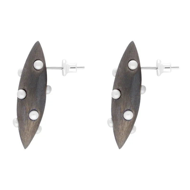 Sterling Silver Black Rhodium Freshwater Pearl Long Marquise Drop Earrings D sold by Jura Watches product image thumbnail 2