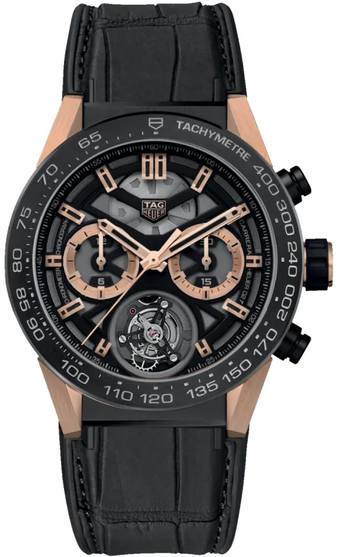 TAG Heuer Watch Carrera Tourbillon Chronograph Rose Gold made by Jura Watches