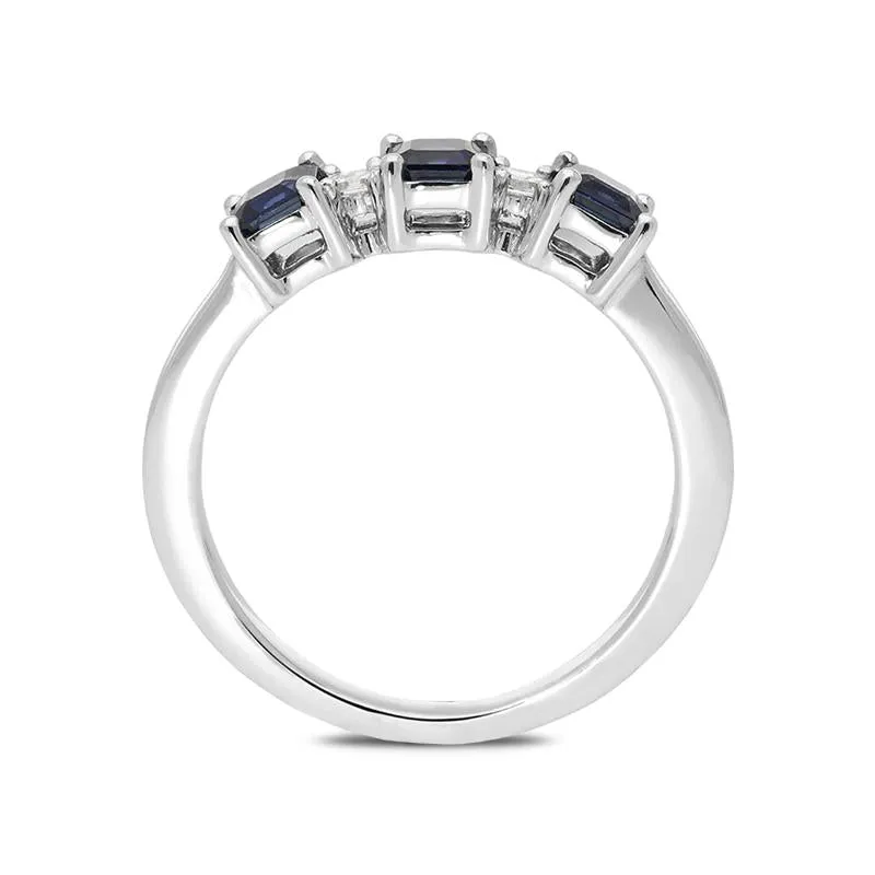 18ct White Gold Sapphire Diamond Princess Cut Half Eternity Ring sold by Jura Watches product image thumbnail 2