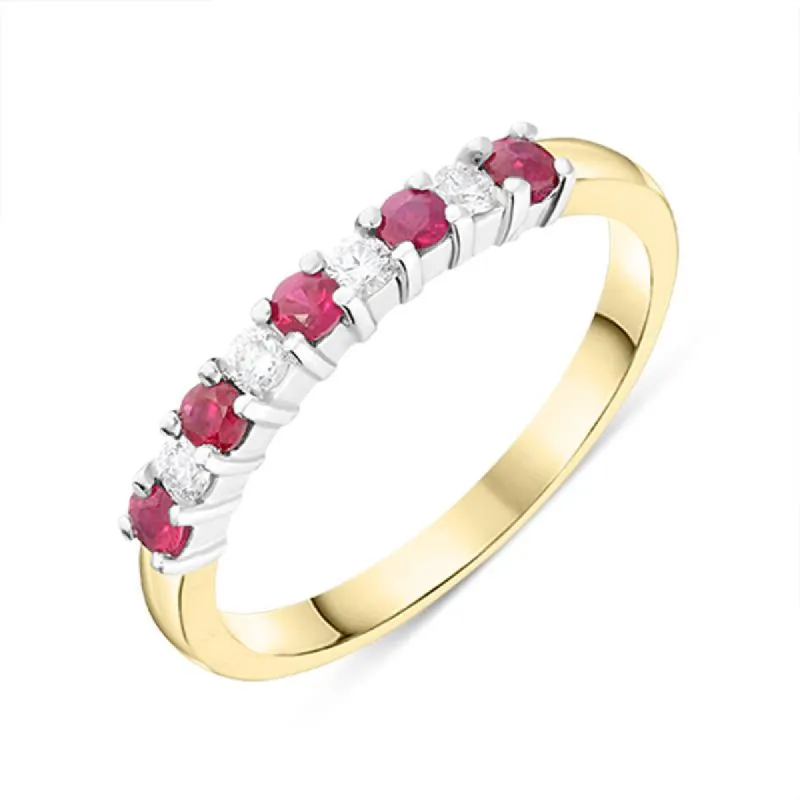 18ct Yellow Gold 0.26ct Ruby Diamond Half Eternity Ring sold by Jura Watches