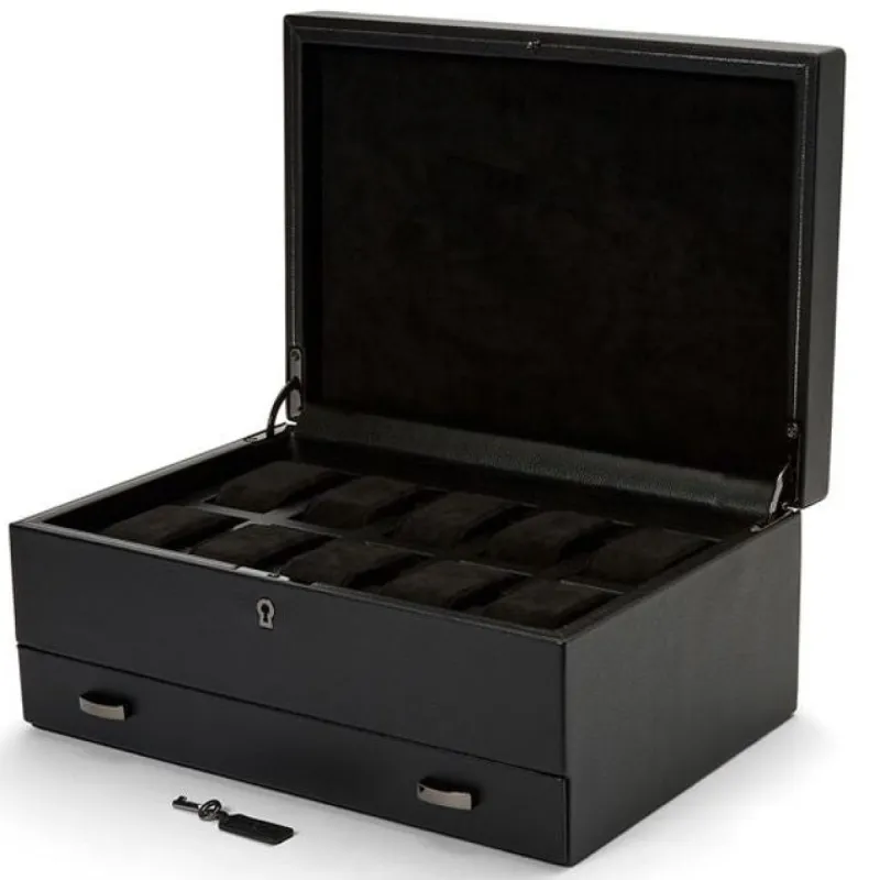 WOLF Watch Box British Racing Black 10pc Storage sold by Jura Watches