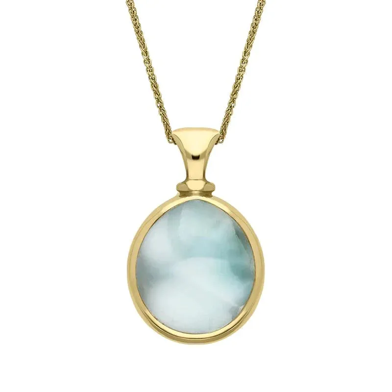 18ct Yellow Gold Coquina Larimar Small Double Sided Pear Fob Necklace sold by Jura Watches product image thumbnail 2