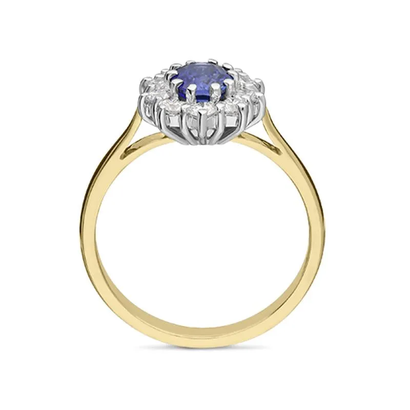 18ct Yellow Gold 0.90ct Sapphire Diamond Oval Cluster Ring sold by Jura Watches product image thumbnail 2