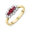18ct Yellow Gold 0.35ct Ruby Diamond Vintage Cluster Ring D sold by Jura Watches