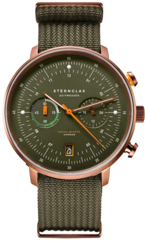 Sternglas Hamburg Chrono Green Bronze Watch sold by Jura Watches