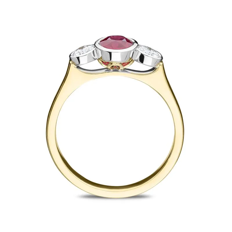 18ct Yellow Gold 1.26ct Ruby Diamond Trilogy Ring D sold by Jura Watches product image thumbnail 2