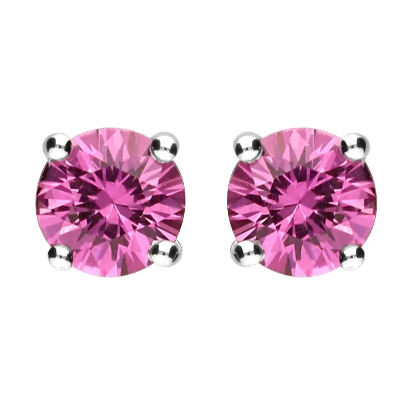 18ct White Gold 1.30ct Pink Sapphire Solitaire Stud Earrings sold by Jura Watches
