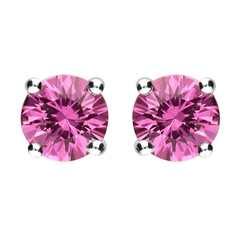 18ct White Gold 1.30ct Pink Sapphire Solitaire Stud Earrings sold by Jura Watches