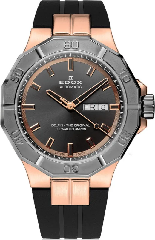 Edox Delfin The Original Day Date Watch sold by Jura Watches
