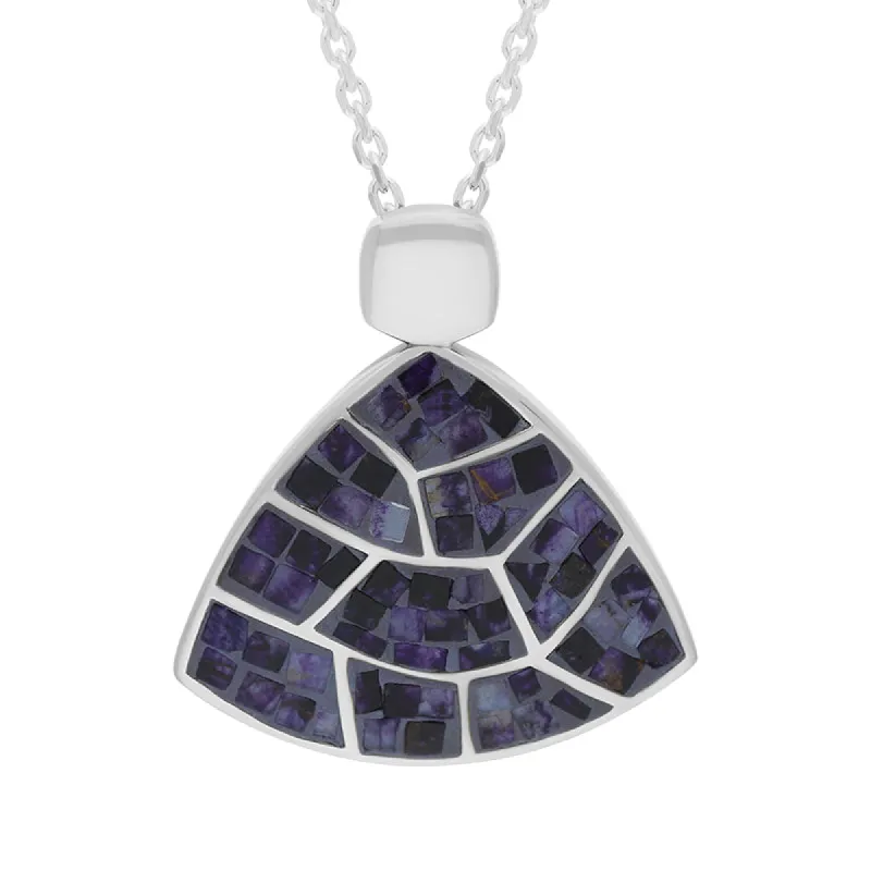 Sterling Silver Blue John Mosaic Curved Triangle Necklace D sold by Jura Watches