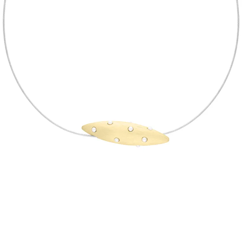 Sterling Silver Gold Plated Freshwater Pearl Horizontal Marquise Necklace D sold by Jura Watches