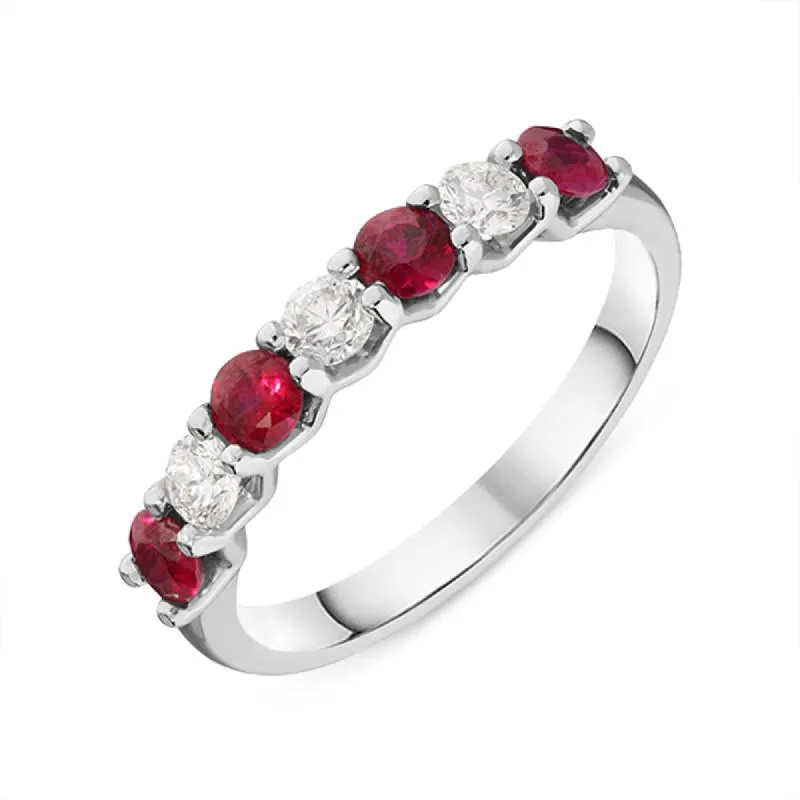 Platinum 0.59ct Ruby Diamond Half Eternity Ring sold by Jura Watches