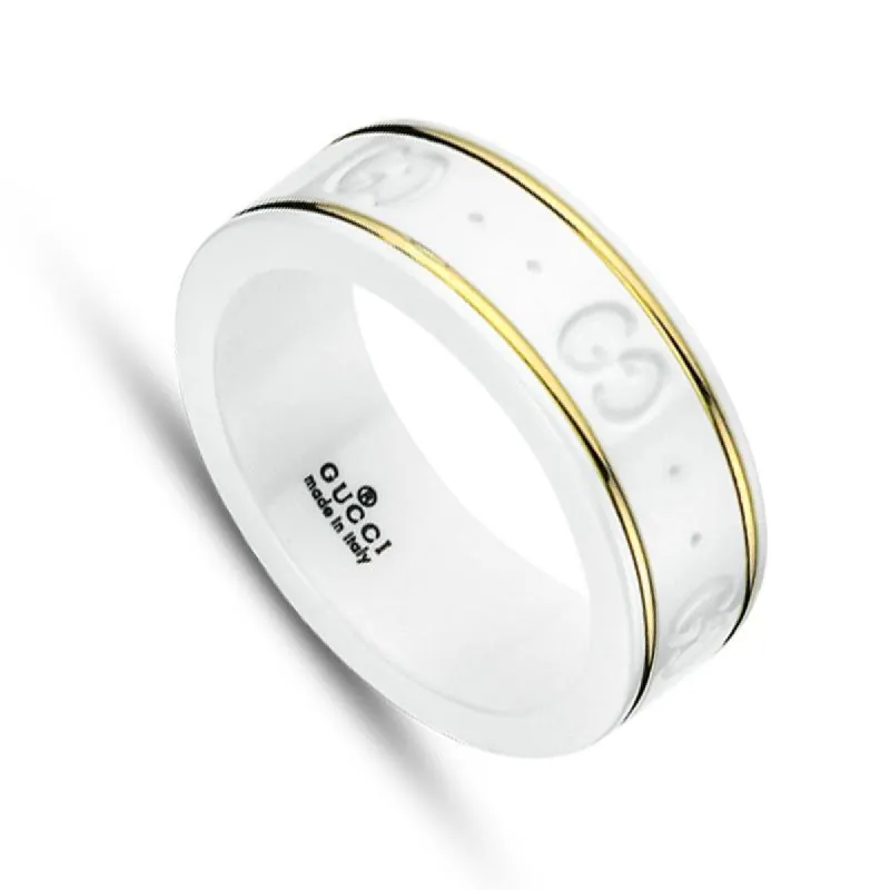 Gucci Icon 18ct Yellow Gold Zirconia Thin Band Ring D sold by Jura Watches